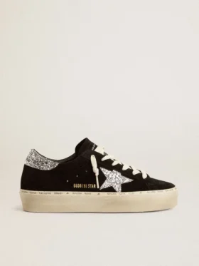 Hi Star pour femme en daim noir avec étoile pailletée argentée