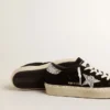 Hi Star pour femme en daim noir avec étoile pailletée argentée