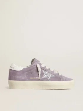 Hi Star pour femme en daim violet avec une étoile à paillettes argentées