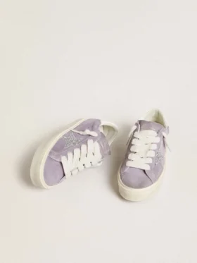 Hi Star pour femme en daim violet avec une étoile à paillettes argentées