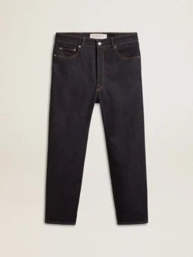 Jean bleu foncé pour homme en denim à lavage unique
