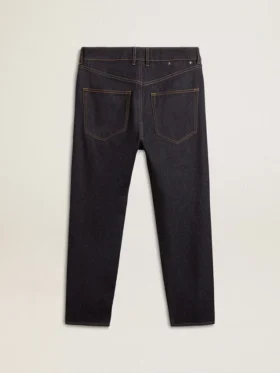 Jean bleu foncé pour homme en denim à lavage unique