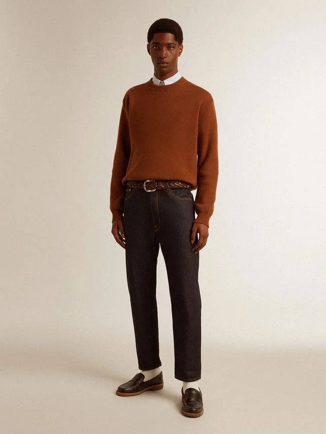Jean bleu foncé pour homme en denim à lavage unique
