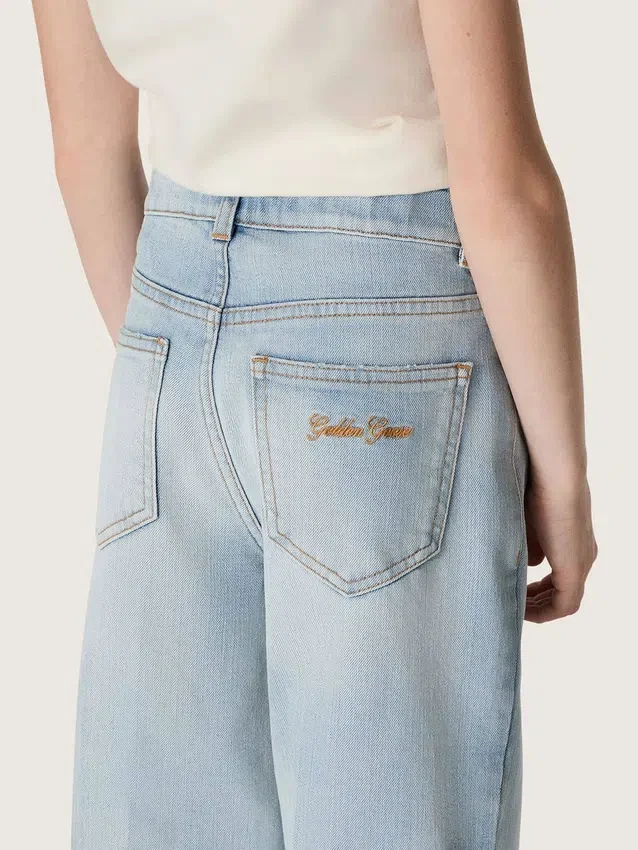 Jean bootcut pour fille « Golden » en denim bleu clair avec logo brodé