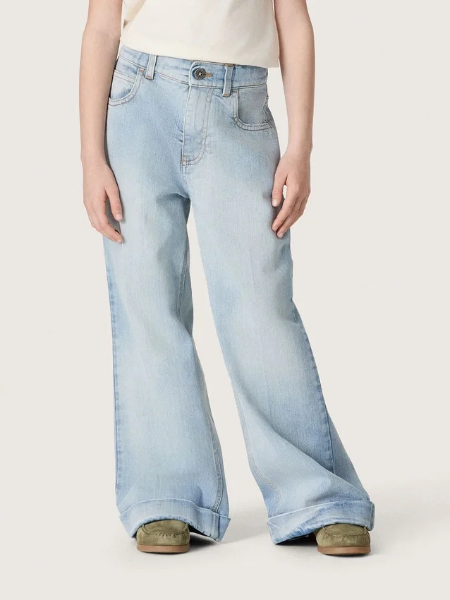 Jean bootcut pour fille « Golden » en denim bleu clair avec logo brodé