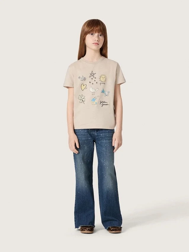 Jean bootcut pour filles « Journey » en denim bleu avec strass dégradés