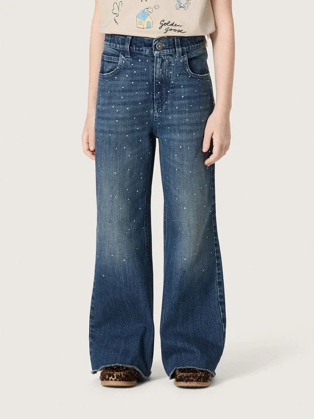 Jean bootcut pour filles « Journey » en denim bleu avec strass dégradés