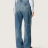 Jean boyfriend pour femme Golden en denim bleu clair délavé à la pierre
