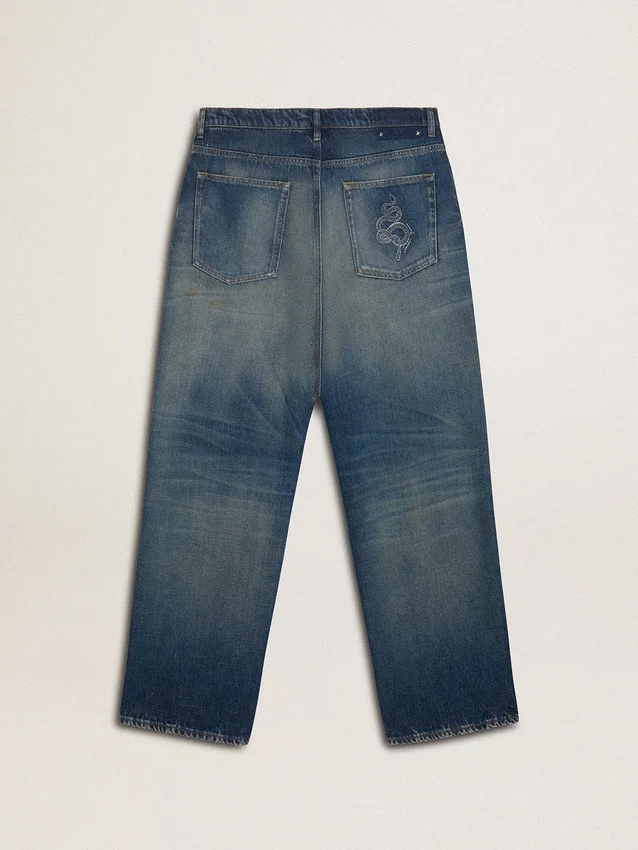 Jean CNY pour homme, coupe ample, délavage moyen