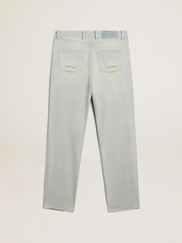 Jean délavé pour femme avec cristaux cabochons