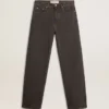 Jean gris foncé pour homme en denim délavé à plis torsadés