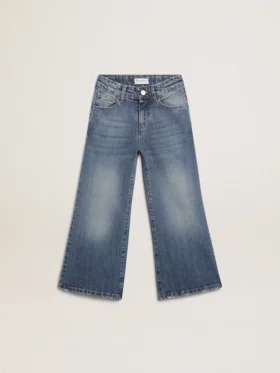 Jean à jambes larges en denim « bull » bleu moyen