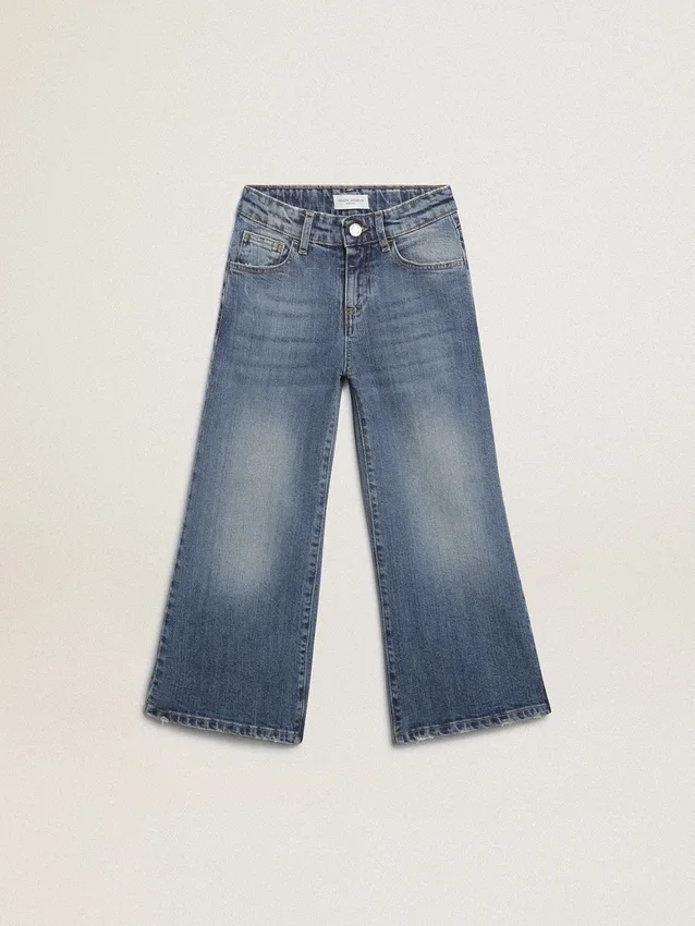 Jean à jambes larges en denim « bull » bleu moyen