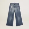 Jean à jambes larges en denim « bull » bleu moyen