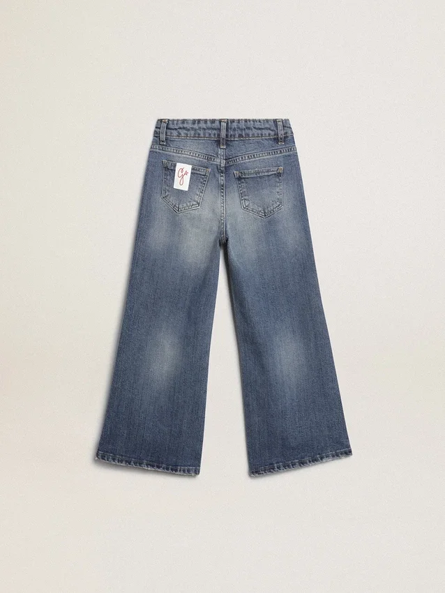 Jean à jambes larges en denim « bull » bleu moyen