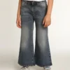 Jean à jambes larges en denim « bull » bleu moyen