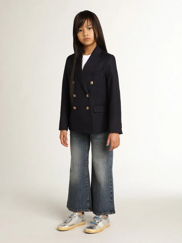 Jean à jambes larges en denim « bull » bleu moyen