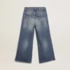Jean à jambes larges en denim « bull » bleu moyen