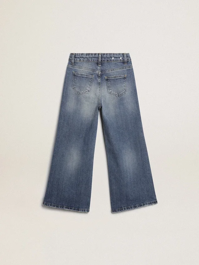 Jean à jambes larges en denim « bull » bleu moyen
