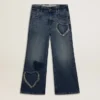Jean à jambes larges pour filles en denim bleu