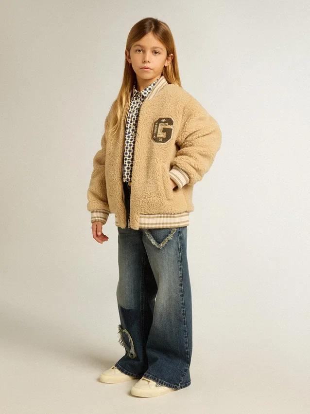 Jean à jambes larges pour filles en denim bleu