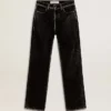 Jean noir pour femme avec un effet délavé velouté