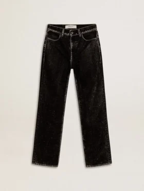 Jean noir pour femme avec un effet délavé velouté