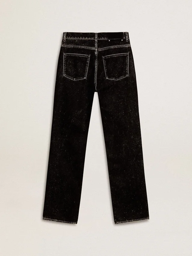 Jean noir pour femme avec un effet délavé velouté