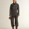 Jean noir pour femme à motif floral