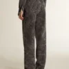 Jean noir pour femme à motif floral