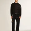 Jean noir pour homme à la coupe ample et à l’effet dégradé, entièrement orné de cristaux