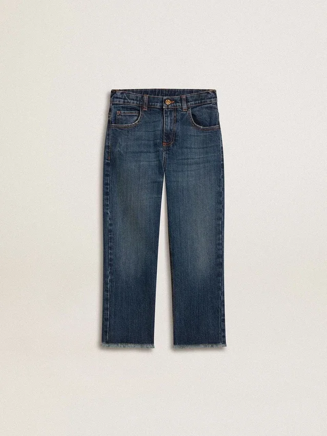 Jean pour garçons à bords francs et broderie