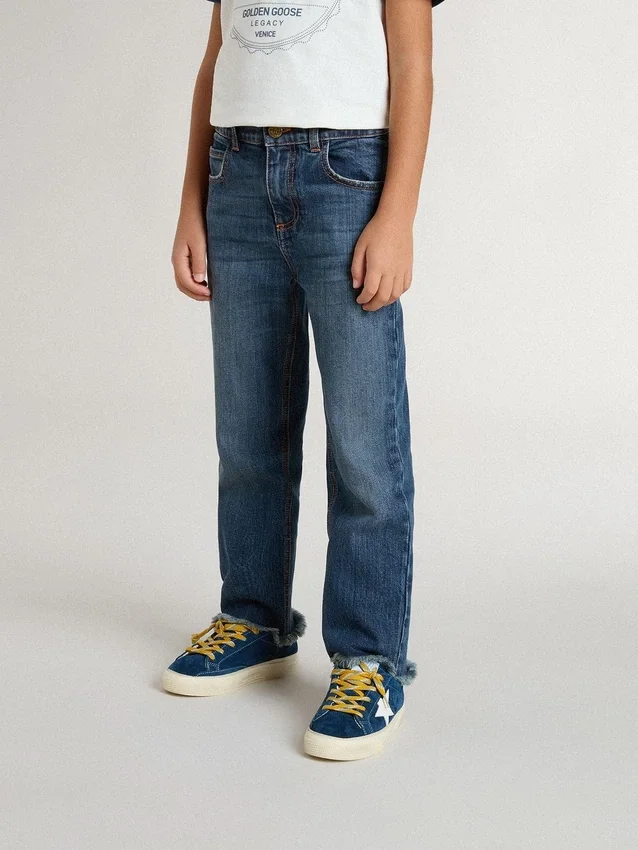 Jean pour garçons à bords francs et broderie