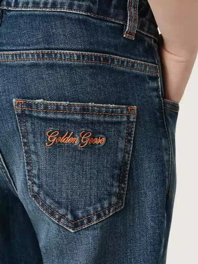 Jean pour garçons à bords francs et broderie