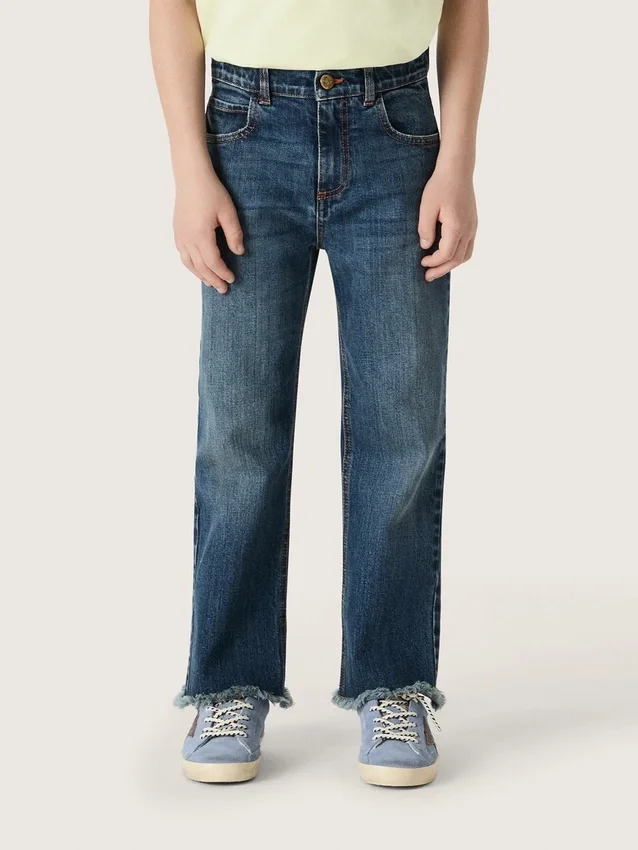 Jean pour garçons à bords francs et broderie
