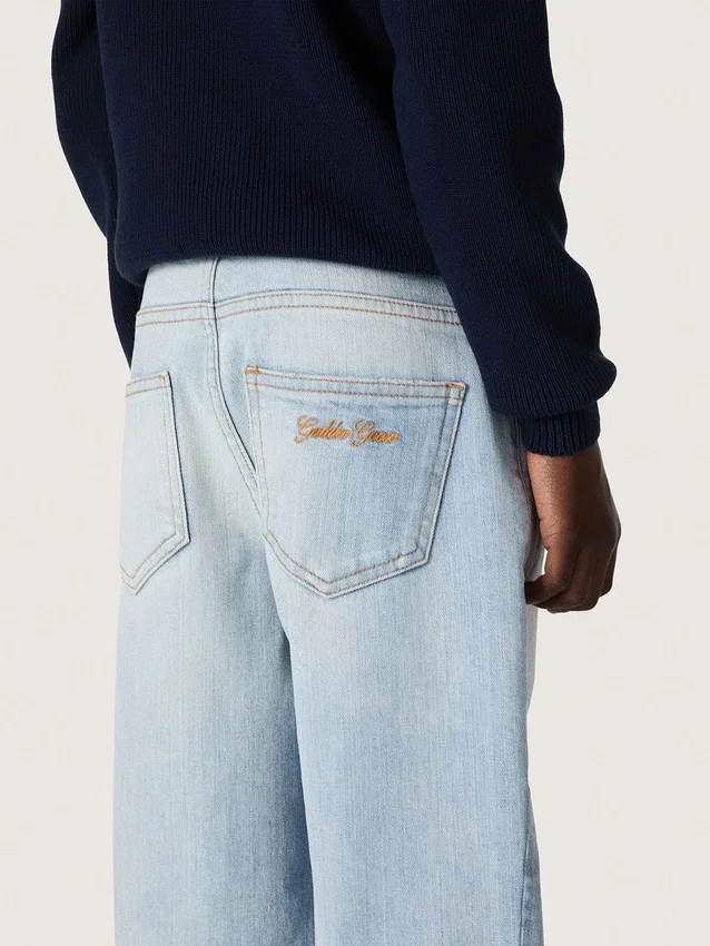 Jean pour garçons « Golden » en denim bleu clair avec logo brodé