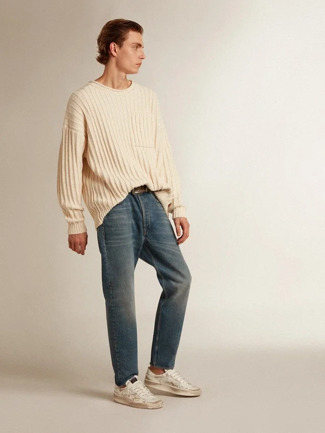 Jean slim pour homme au délavage moyen