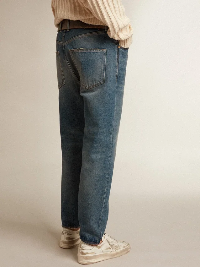 Jean slim pour homme au délavage moyen