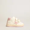 June Junior en cuir nappa avec étoile et languette au talon en daim vieux rose