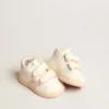 June Junior en cuir nappa avec étoile et languette au talon en daim vieux rose