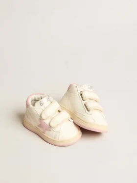 June Junior en cuir nappa avec étoile et languette au talon en daim vieux rose