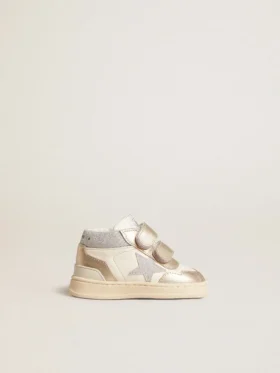 June Junior en cuir nappa et empiècements en cuir métallisé avec étoile pailletée