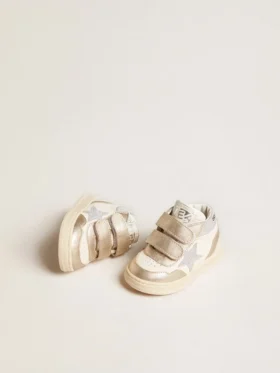 June Junior en cuir nappa et empiècements en cuir métallisé avec étoile pailletée