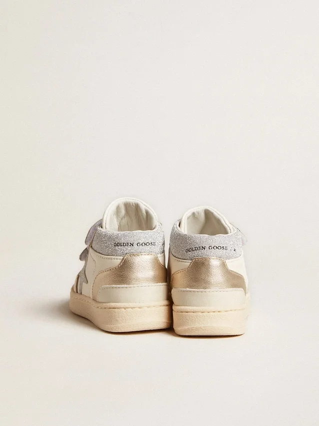 June Junior en cuir nappa et empiècements en cuir métallisé avec étoile pailletée
