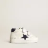 June Junior en nappa avec étoile et languette de talon en daim bleu foncé