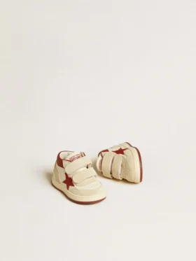 June Junior en nappa et daim avec étoile et languette au talon en cuir rouge