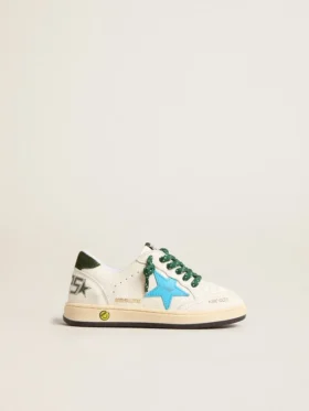 Junior Ball Star avec étoile turquoise et languette de talon en daim vert