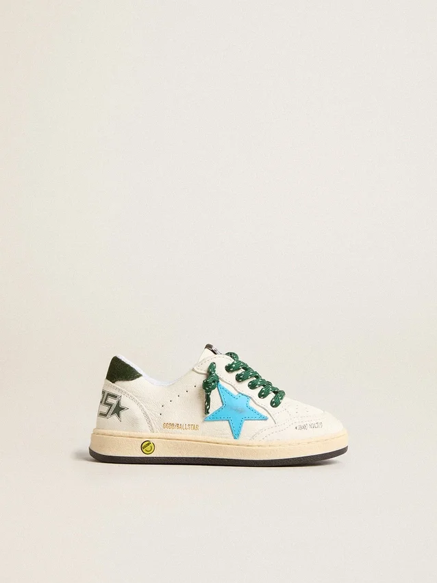 Junior Ball Star avec étoile turquoise et languette de talon en daim vert