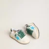 Junior Ball Star avec étoile turquoise et languette de talon en daim vert