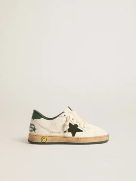 Junior Ball Star en cuir blanc avec étoile en daim vert
